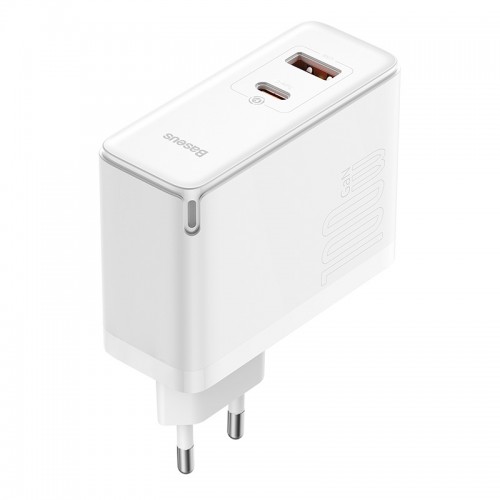 Адаптер мережевий Baseus Type-C to Typc-C cable Gan5 Pro Fast Charger |1USB/1Type-C, PD/QC, 100W/3A| (CCGP090202) white