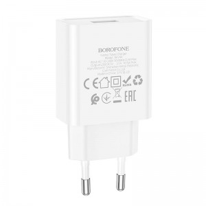Адаптер мережевий BOROFONE Aspirer single port charger BA74A |1USB, 2.1A| white