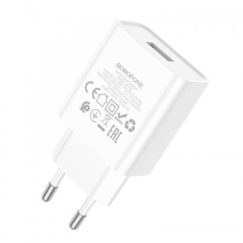 Адаптер мережевий BOROFONE Aspirer single port charger BA74A |1USB, 2.1A| white