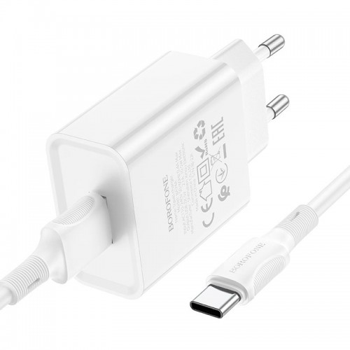 Адаптер мережевий BOROFONE Type-C Cable Aspirer single port charger set BA74A |1USB, 2.1A| white