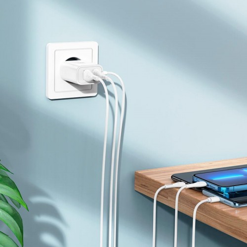 Адаптер мережевий Hoco Type-C Cable Courser dual-port charger C103A |2USB, 2.1A| white