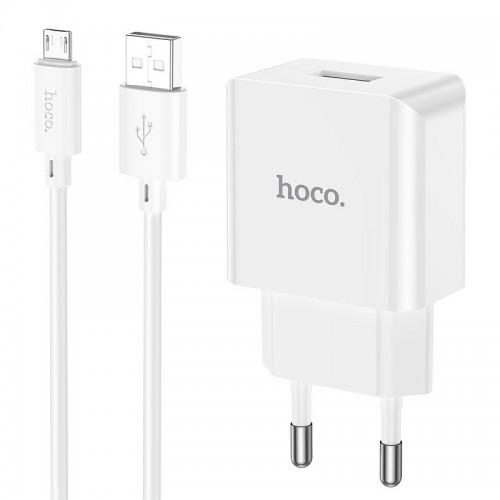 Адаптер мережевий HOCO Leisure Micro USB cable single port charger C106A |1USB, 10.5W/2.1A| white