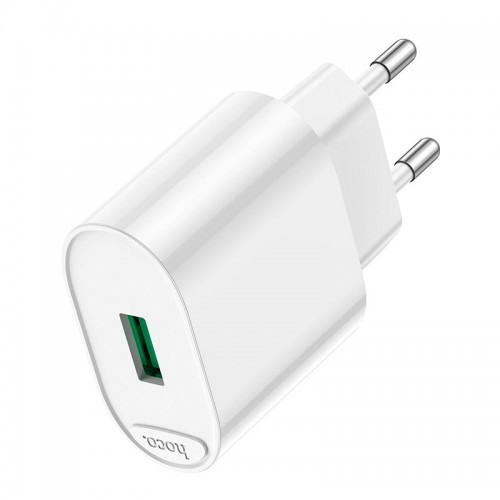 Адаптер мережевий HOCO Fighter single port charger C109A |1USB, 18W/3A, QC| white