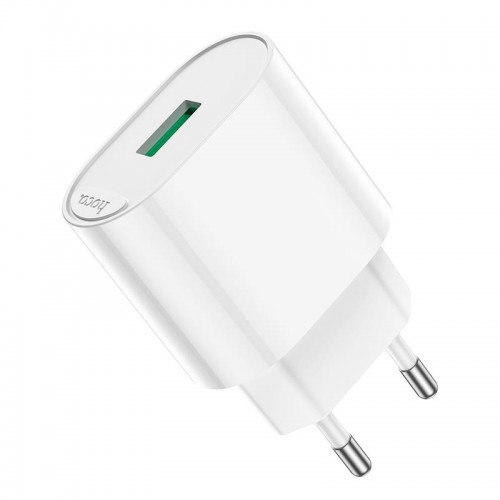 Адаптер мережевий HOCO Fighter single port charger C109A |1USB, 18W/3A, QC| white