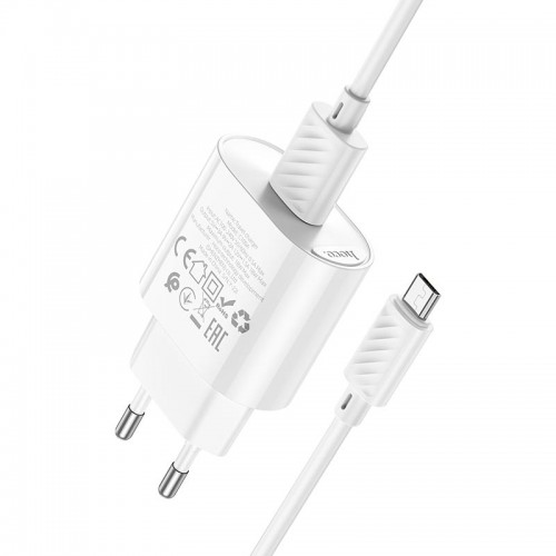 Адаптер мережевий Hoco Micro USB Cable Fighter single port charger C109A |1USB, 18W/3A, QC| white