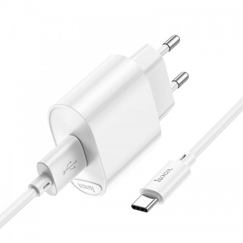 Адаптер мережевий Hoco Type-C Cable Fighter single port charger C109A |1USB, 18W/3A, QC| white