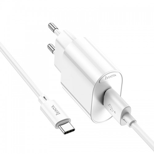 Адаптер мережевий Hoco Type-C Cable Fighter single port charger C109A |1USB, 18W/3A, QC| white