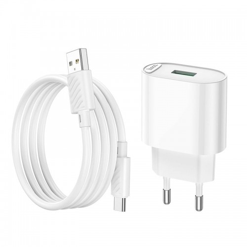 Адаптер мережевий Hoco Type-C Cable Fighter single port charger C109A |1USB, 18W/3A, QC| white