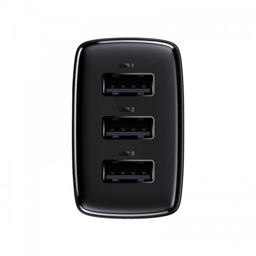 Адаптер мережевий Baseus Compact Charger 3U 17W EU |3USB, QC, 3.4A| (CCXJ020102) black
