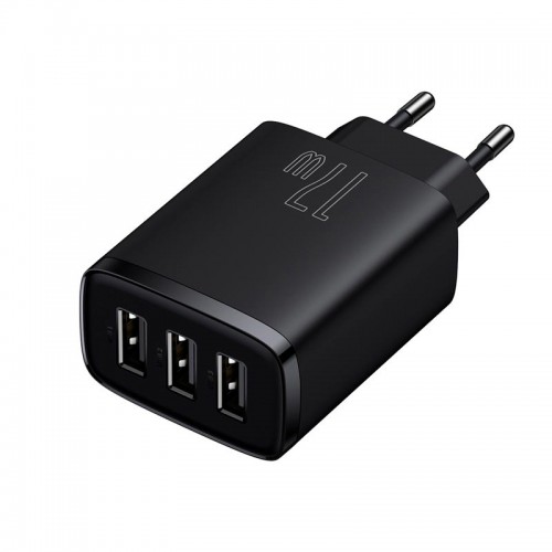 Адаптер мережевий Baseus Compact Charger 3U 17W EU |3USB, QC, 3.4A| (CCXJ020102) black