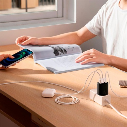 Адаптер мережевий Baseus Compact Charger 3U 17W EU |3USB, QC, 3.4A| (CCXJ020102) white