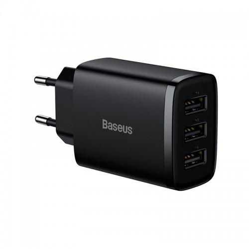 Адаптер мережевий Baseus Compact Charger 3U 17W EU |3USB, QC, 3.4A| (CCXJ020102) white