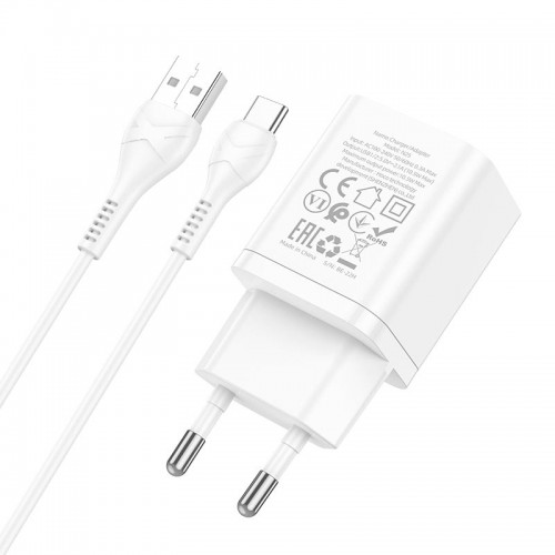 Адаптер мережевий Hoco Type-C Cable Maker dual Port charger set N25 |2USB, 2.1A| black