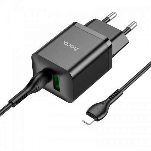 Адаптер сетевой Hoco Type-C to Lightning Cable founder charger set N28 |1USB/1Type-C, 20W/3A, PD/QC| белый