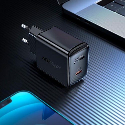 Адаптер мережевий ACEFAST GaN A21 |1Type-C, 30W/3A, PD/QC| black