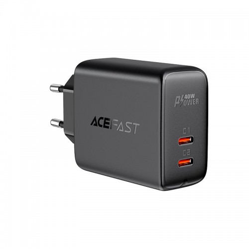 Адаптер мережевий ACEFAST A9 |2Type-C, 40W/3A, PD/QC| black