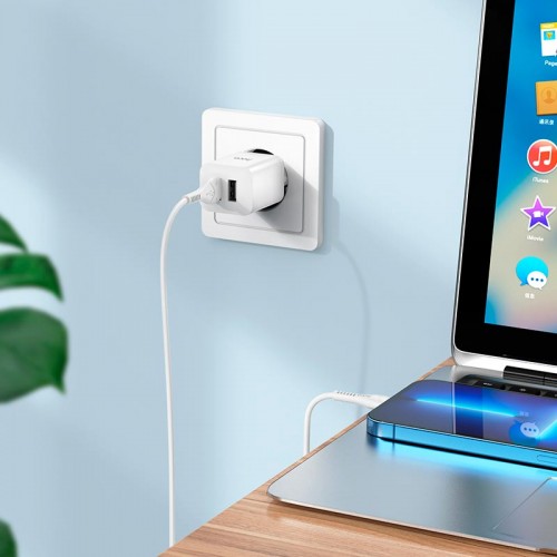 Адаптер сетевой HOCO Lightning Cable Maker dual port charger set N25 |2USB, 2.1A|