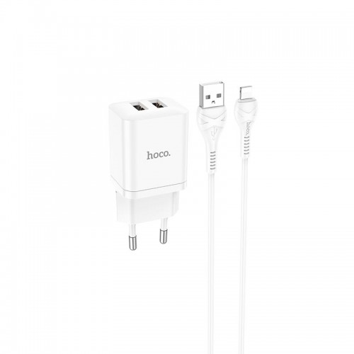 Адаптер сетевой HOCO Lightning Cable Maker dual port charger set N25 |2USB, 2.1A|