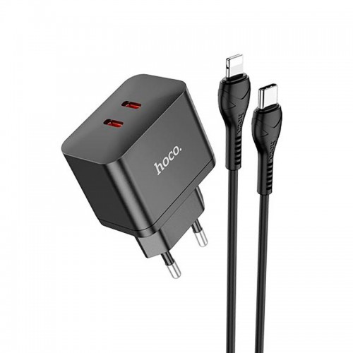 Адаптер мережевий HOCO Type-C to Lightning Cable Triumph charger set N29 |2Type-C, 35W/3A, PD/QC| white