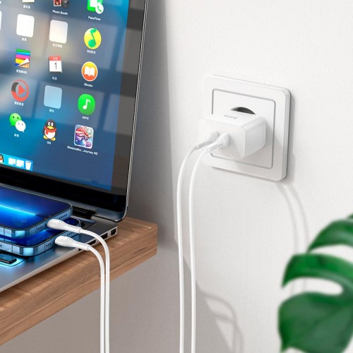 Адаптер мережевий HOCO Type-C to Lightning Cable Triumph charger set N29 |2Type-C, 35W/3A, PD/QC| black