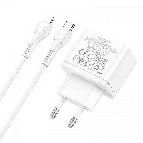 Адаптер мережевий HOCO Type-C to Lightning Cable Triumph charger set N29 |2Type-C, 35W/3A, PD/QC| black
