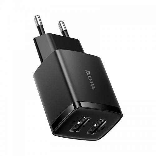 Адаптер мережевий Baseus Compact Charger 2U |2USB, 2.1A/10.5W| (CCXJ010201) black
