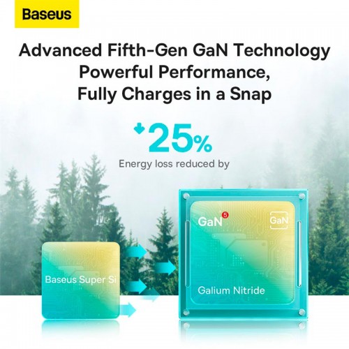 Адаптер мережевий OS-Baseus GaN5 Fast Charger (mini) 1C |1Type-C, QC/PD, 20W| black