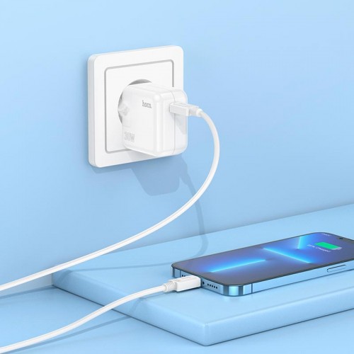 Адаптер мережевий HOCO Advantage single port charger C112A |Type-C, 30W/3A, PD/QC| white