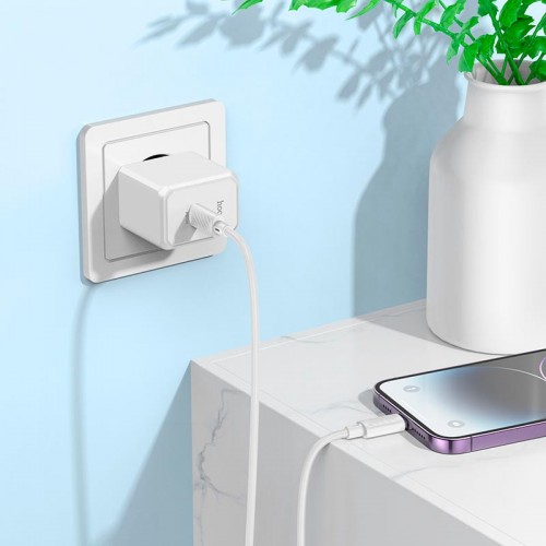 Адаптер мережевий HOCO Ocean single port charger CS13A |1type-C, 20W/3A, PD/QC| black