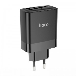 Адаптер мережевий Hoco Intelligent four-port C127A |3USB/1TypeC, 45W/3A, PD/QC| black