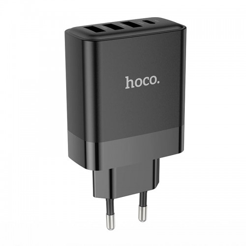 Адаптер мережевий Hoco Intelligent four-port C127A |3USB/1TypeC, 45W/3A, PD/QC| black