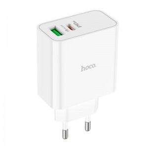 Адаптер мережевий HOCO Awesome C113A |1USB/1Type-C, 65W/3A, PD/QC| white
