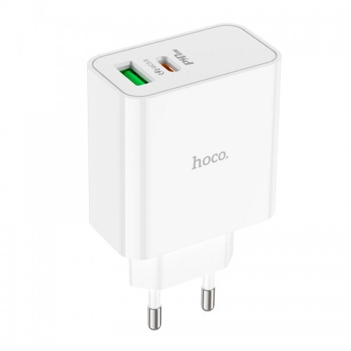Адаптер мережевий HOCO Awesome C113A |1USB/1Type-C, 65W/3A, PD/QC| white