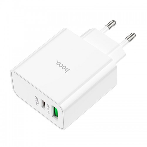 Адаптер мережевий HOCO Awesome C113A |1USB/1Type-C, 65W/3A, PD/QC| white
