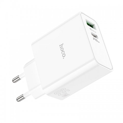 Адаптер мережевий HOCO Awesome C113A |1USB/1Type-C, 65W/3A, PD/QC| white