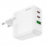 Адаптер мережевий HOCO C115A |65W/3A, 1USB/2Type-C, PD/QC| white