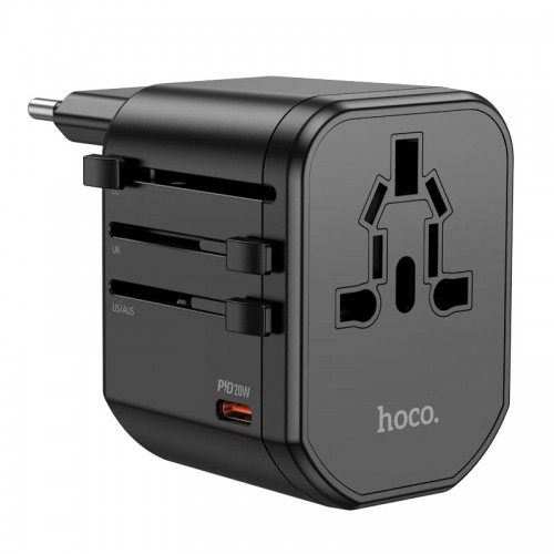 Перехідник для розеток HOCO Walker three-port PD20W universal conversion charger AC15 |2USB/Type-C| black