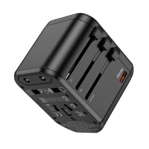 Перехідник для розеток HOCO Walker three-port PD20W universal conversion charger AC15 |2USB/Type-C| black