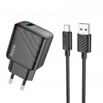 Адаптер мережевий Hoco Type-C cable rich single Port charger CS21A |1USB, 18W/3A, QC| black