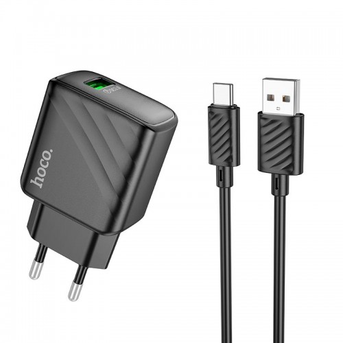 Адаптер сетевой HOCO Type-C cable Rich single port charger CS21A |1USB, 18W/3A, QC|