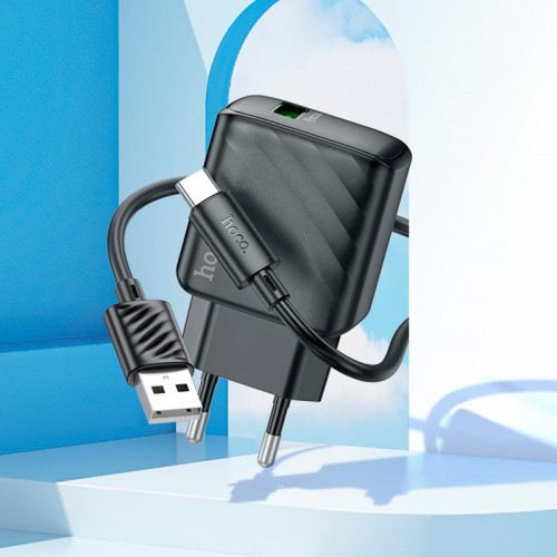 Адаптер сетевой HOCO Type-C cable Rich single port charger CS21A |1USB, 18W/3A, QC|