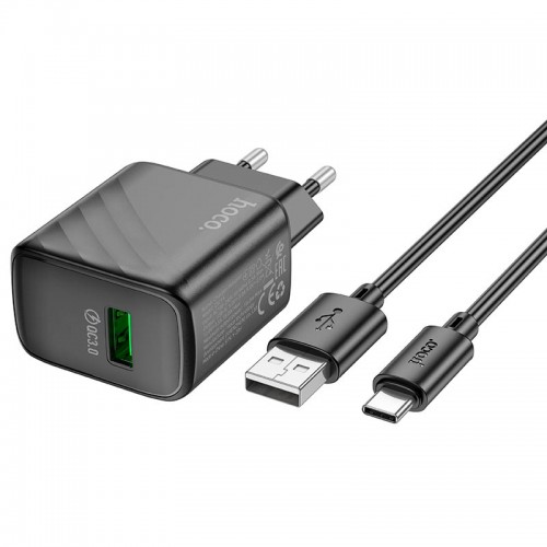 Адаптер сетевой HOCO Type-C cable Rich single port charger CS21A |1USB, 18W/3A, QC|