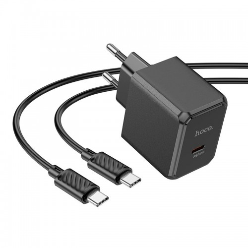 Адаптер мережевий HOCO Type-C to Type-C cable Ocean single port charger CS13A |1type-C, 20W/3A, PD/QC| black