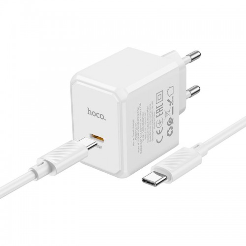 Адаптер мережевий HOCO Type-C to Type-C cable Ocean single port charger CS13A |1type-C, 20W/3A, PD/QC| black