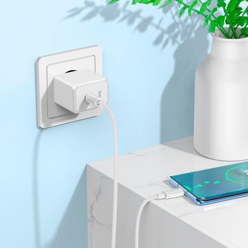 Адаптер мережевий HOCO Type-C to Type-C cable Ocean single port charger CS13A |1type-C, 20W/3A, PD/QC| black