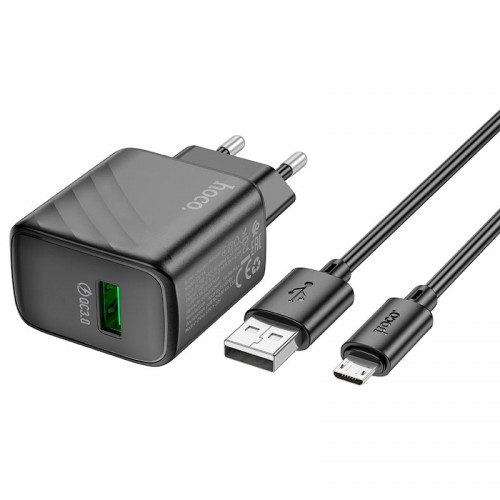Адаптер мережевий Hoco Micro USB cable rich single port charger CS21A |1USB, 18W/3A, QC| black