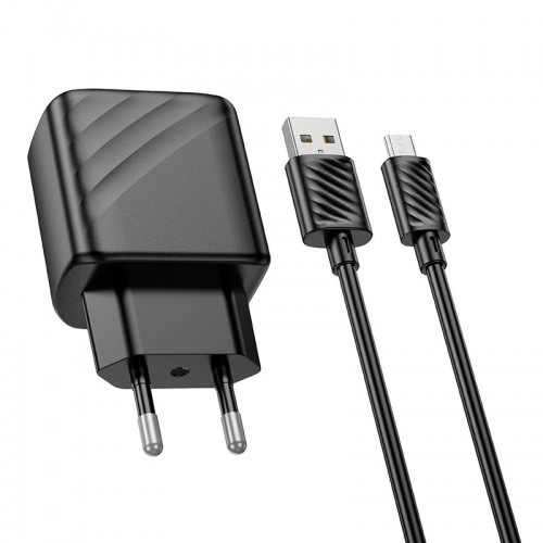 Адаптер мережевий Hoco Micro USB cable rich single port charger CS21A |1USB, 18W/3A, QC| black