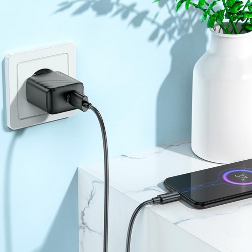 Адаптер мережевий Hoco Micro USB cable rich single port charger CS21A |1USB, 18W/3A, QC| black