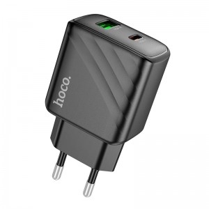 Адаптер мережевий HOCO Sunlight dual-port charger CS23A |1USB/1Type-C, 30W/3A, PD/QC| black