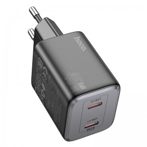 Адаптер мережевий Hoco Elogiado dual-port charger N42 |2Type-C, 45W/3A, PD/QC| black
